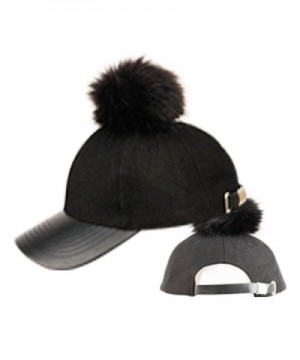 Womens Faux Fur Pom Baseball in Women's Baseball Caps