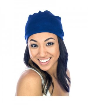 Grace Eleyae ROYAL BLUE SLAP Beanie- Womens Soft Slouchy Satin Lined Cap - CR11P8Z5SFL