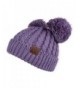 Hatsandscarf CC Exclusives Cable Knit Double Pom Winter Beanie(HAT-60) - Violet - CC189LH3MSX