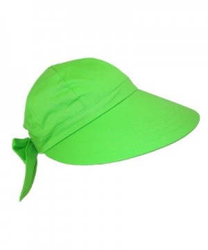 CTM Women's Cotton Wide Brim Facesaver Sun Visor Hat - Lime Green - CM12G0FHMBZ
