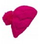 Papillon Hand Knit Solid Color Twist Knit Winter Beret W/Large Pom Pom(One Size) - Neon Pink - CD11P3DFOS9