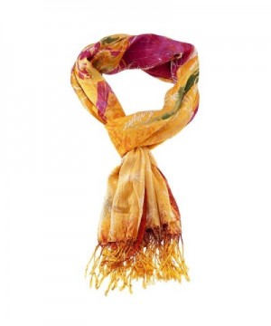 Christian Audigier Women's Soft Fabric Fringe Scarf Print Colors - Orange/80x40 - CI11DI6A9PP