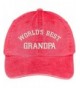 Trendy Apparel Shop World's Best Grandpa Embroidered Pigment Dyed Low Profile Cotton Cap - Red - CO12GPQXLX7