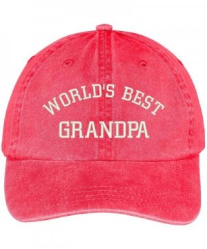 Trendy Apparel Shop World's Best Grandpa Embroidered Pigment Dyed Low Profile Cotton Cap - Red - CO12GPQXLX7