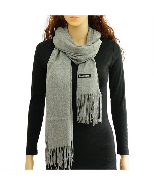 Cashmere Scarf With Tassel Super Soft Warm Blanket Shawl Wrap for Women & Men - Gray - CN186TTA6RH