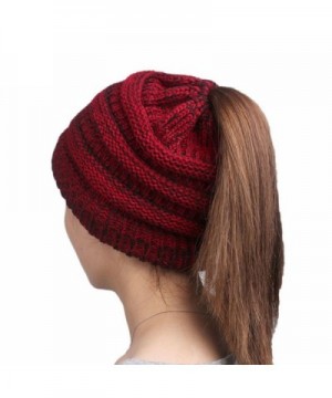 Litetao Women Knitting Chemo Hat Beanie Turban Warm Head Wrap Cap Pile Acrylic Cap - Wine Red - C2186YKH8G6