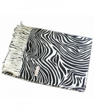 WHITE BLACK PRINTED PASHMINA SHAWL in Wraps & Pashminas