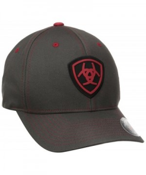 Ariat Men's Gray Red Flex Fit Hat - Gray - C011PTYP8E7