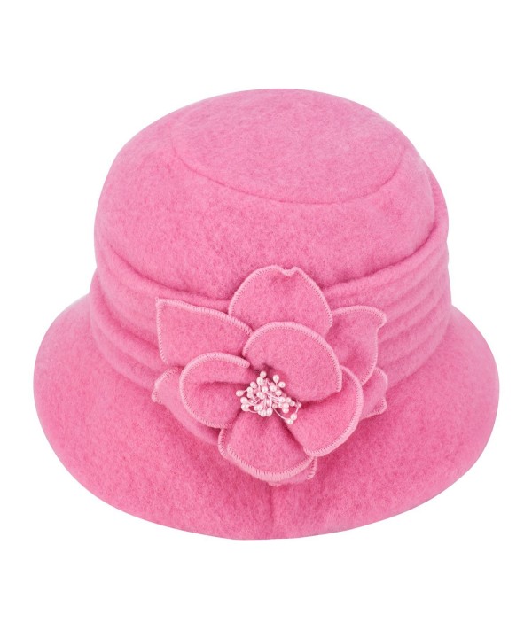 Lawliet Womens Gatsby 1920s Winter Wool Cap Beret Beanie Cloche Bucket Hat A299 - Pink - C8126JZ5XXP
