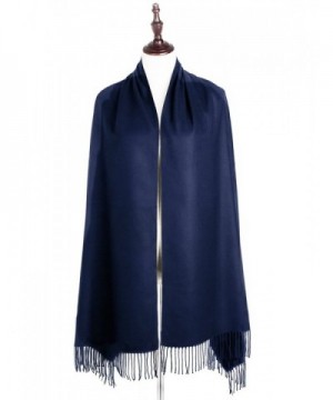 EVRFELAN Winter Cashmere Fringe Pashmina - Navy Blue - C718622XRHW