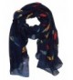 Peach Couture Cute Vintage Lightweight Graphic Finch Bird Print Scarf - Navy - C711UIES3J5