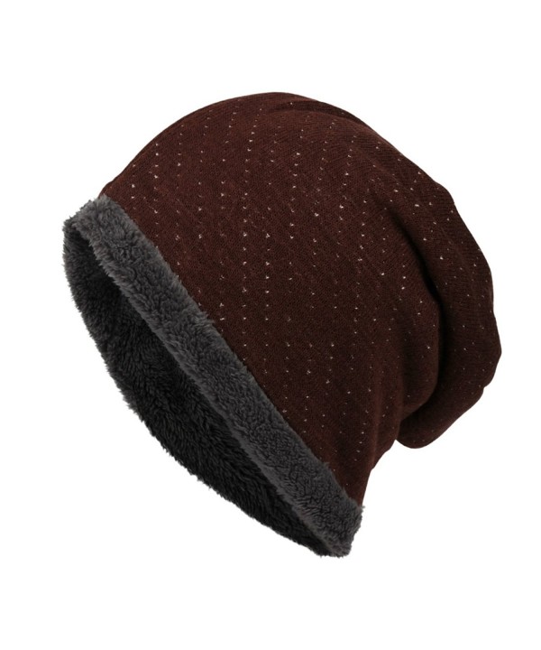 Tomily Slouchy Knit Beanie Hat Soft Fleece Lined Winter Warm Skull Cap - Wine Red - CJ12MBM0R4P