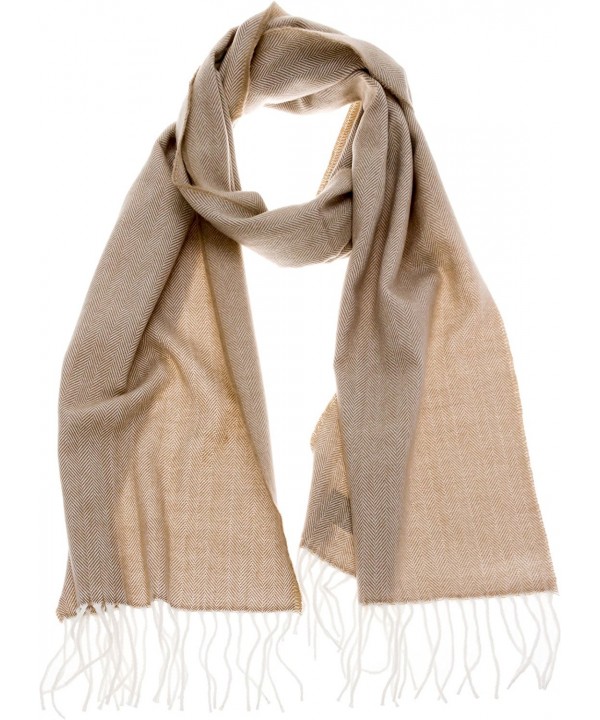 SilverHooks Chevron Stripes Soft & Warm Cashmere Scarf w/ Gift Box - Ivory Herringbone & Chevron - CN186ZL7QZK