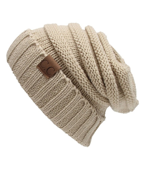 AIJIAO Winter Hats Women Cap Crochet Knit Thermal Slouchy Beanie Hat - Beige - CB17YY9ZQHU