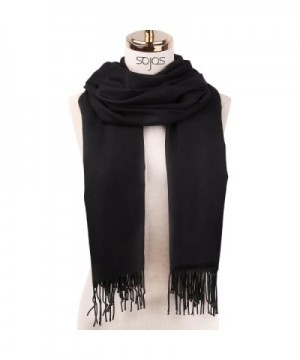 SojoS Womens Large Soft Cashmere Feel Pashmina Shawls Wraps Winter Scarf SC304 - C2 Black - CV186O9Z4YX