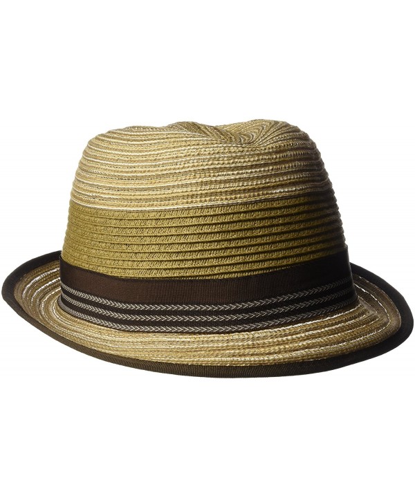 Henschel Men's Crushable Braided Strips Fedora with Contrasting Loop Band - Brown - C112H9AL9RH