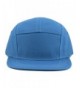 THE HAT DEPOT Cotton Twill 5 Panel Flat Brim Genuine Leather Brass Biker Board Cap - Teal - CN12F1LSFCJ