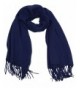 Women Men Winter Tassel Scarf Long Scarves Warm Wool-like Shawl - Dark-blue - CA187ZQLKNA