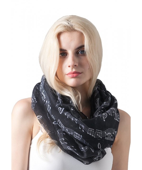 MissShorthair Women's Fashion Music Note Print Infinity Scarf Shawl - 1 Black - C111O9OOAQT