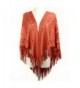 Dikoaina Womens Suede Laser Cut Fringed Cape Shawl Wrap Scarf Small Piece 10 Colors - Red - C217YGLDCTQ