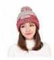 Smilelve Womens Beanie Hats With Pom Pom Rainbow Knit - Khaki - CY188SY073S