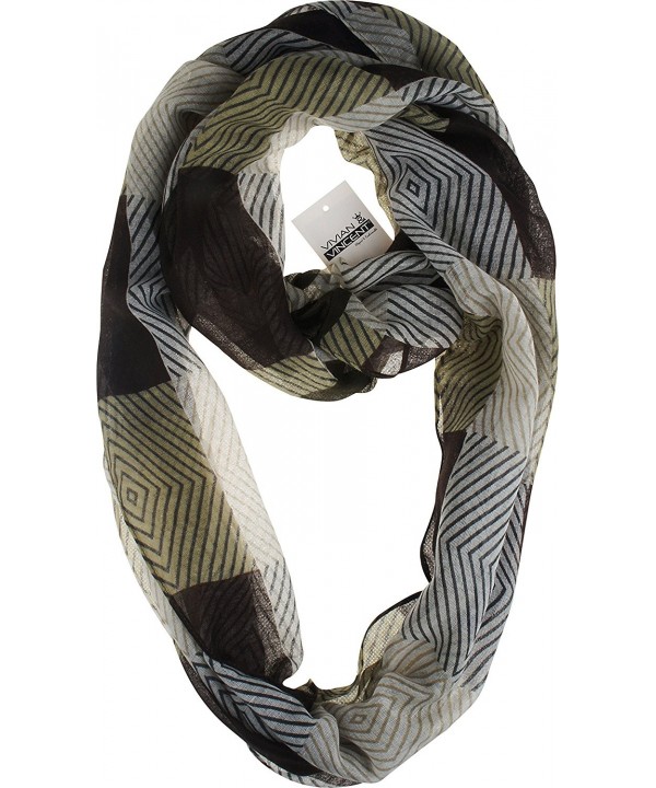 Vivian & Vincent Soft Light Elegant Plaid Checked Sheer Infinity Scarf - C4 - CB186X9YQ5X