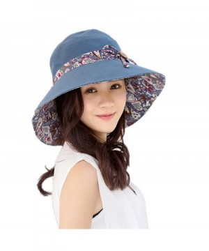 Womens Sun Hat Foldable Reversible Beach Hat Visor Cap Wide Brim UPF 50+ - Blue - CN1829YX8ZO