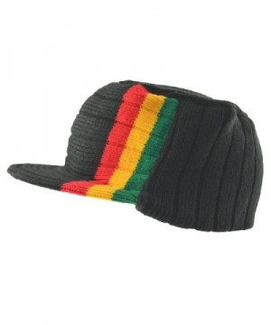 JKO Men's Jamaica Rasta Stripe Flat Top Knit Visor Beanie Jeep Cap - CE11GR85E6B