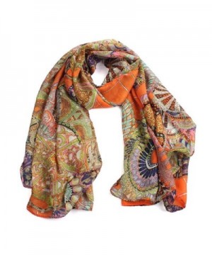 Malloom Fashionable Women Girl Chiffon Printed Chiffon Long Soft Scarf Shawl ... - Orange - C1129IVBFYX