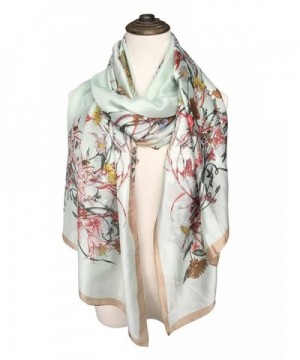 DOCILA Silk-Like Shawl- Womens Fashion Evening Wrap- Flowers Printed Scarf - Palegreen - C217Z4ANM04
