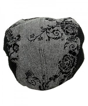 UBI NYH Embroidered Herringbone Hat Black in Men's Newsboy Caps