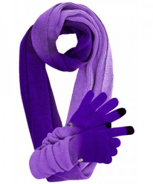 Knit Ombre Texting Gloves & Scarf Set - Purple - CE125BTO3L3