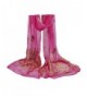 Amiley women lightweight Voile Flower Long Size Wrap Satin-Silk Scarf - Hot Pink - C4186R6D6XT
