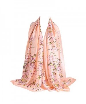 Deamyth Women Chiffon Scarf Flowers Printing Long Shawl Wrap Headscarf - Beige - CU12O4SO1O4