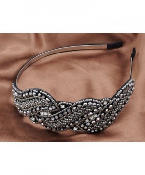 Alilang Metallic Gunmetal Headband Rhinestone