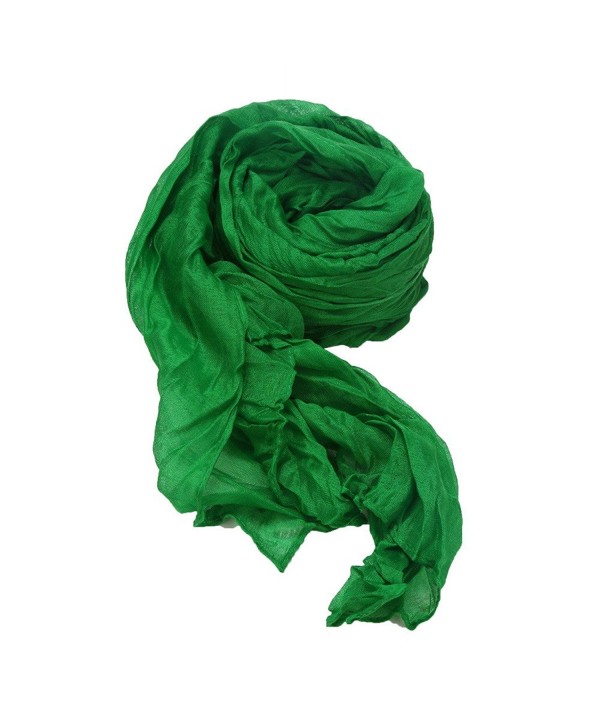 DDLBiz Women Cotton Long Soft Crinkle Scarf Wrap Shawl Candy Colors - Green - CA12NGBQNT9