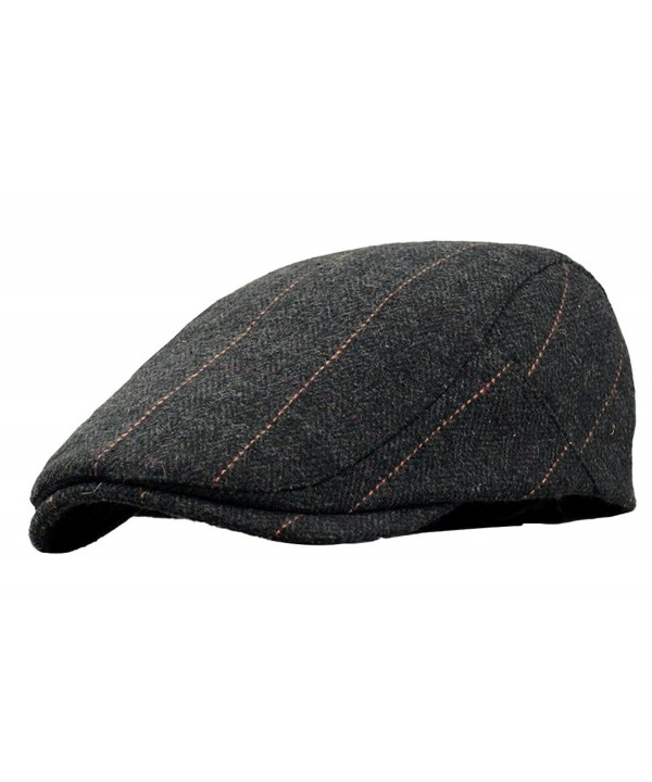 SportsWell Men's Classic Wool Cabbie Driving duckbill Hat IVY Flat Cap newsboy Hat - Black - CT18035D9W8