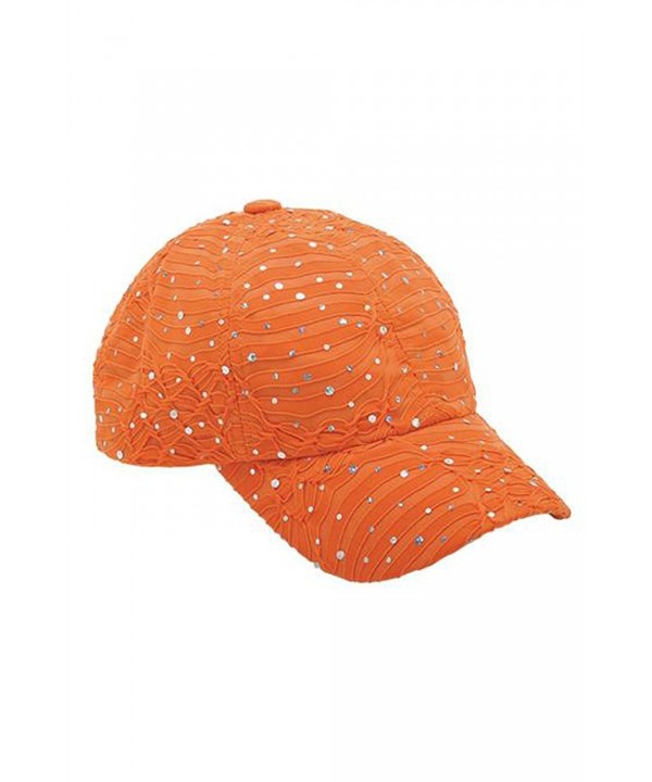 Glitzy Game Crystal Sequin Trim Women's Adjustable Glitter Baseball Cap ORANGE - CX11U7YIQB1