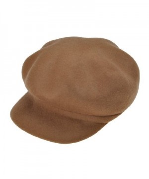 ZLYC Women Wool Felt Octagonal Hat Newsboy Cabbie Beret Cap with Visor Brim - Camel - CS12N27S7N2