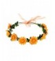 RoyaLily Daisy Flower Hair Wreath Boho Headband Crown Festival Wedding Sunflower Garland - Orange - C8186SAHU4Q