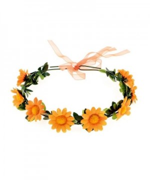 RoyaLily Daisy Flower Hair Wreath Boho Headband Crown Festival Wedding Sunflower Garland - Orange - C8186SAHU4Q