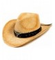 EPGW Men / Women's Western Cowboy Straw Hat with Shapeable Brim - Beige_bull - CN12E3XQPGJ