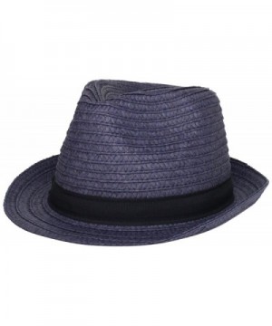 Amicale Men's Straw Fedora - Navy - CX11CTURD83