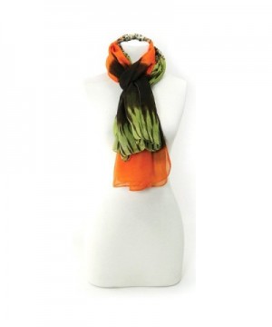 Multi-Print Scarf with Leopard Print and Solid Designs - Orange - CC11G3PTSBF