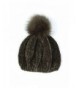 Womens Faux Fur Pom Pom Detail Winter Soft Chenille Beanie SBH-1955 - Olive - C0186AYGH5H