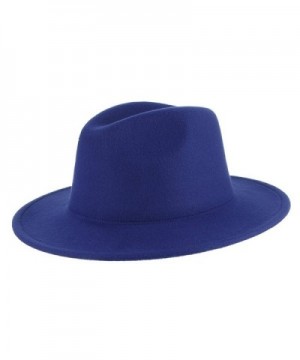 Gemvie Men's Warm Wool Blend Dent Trilby Flat Brim Fedora Hat - Blue - C8186RG79RH