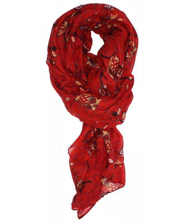 Ted and Jack - Wise Owl in a Tree Print Scarf - Red - C612C4BNZ9H