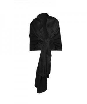 iEFiEL Women Versatile Bridal Evening Dress Satin Shawl Elegant Wrap Scarf - Black - CC184WNSIYR