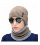 Novawo Winter Fleece Lined Beanie Hat Thick Skull Cap - Khaki With Neck Warmer - CX12NUWBS0U