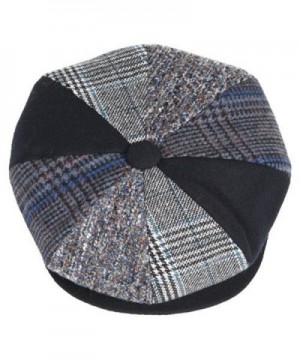 Mens Patchwork Wool Big Apple Duckbill Ivy Newsboy Irish Tweed Cap Hat Navy - CR128AF7HUD